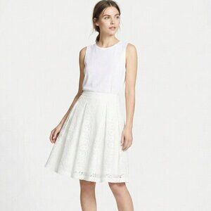 FOREVER 21 Boho Chic Mini Skirt Lace Crochet A-line Pleated White Women's Small
